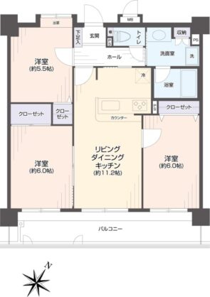 間取り：3LDK / 床面積：63.1m² / バルコニー：12.07m²