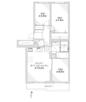 間取り：3LDK / 床面積：67.71m² / バルコニー：6.56m²