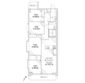 間取り：4LDK / 床面積：81.9m² / バルコニー：11.49m²