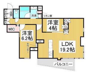 間取り：2LDK / 床面積：70.89m² / バルコニー：7.75m²